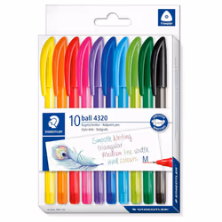 Stick rainbow ballpoint pen medium 10 assd colours