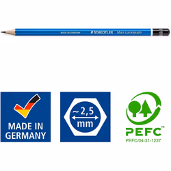 Staedtler Mars Lumograph 4B Pencil - Pack of 12, Blue - Additional view 4