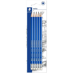 Staedtler Norica Eraser Tipped Pencil (Pack of 5), 132 46BK5DST