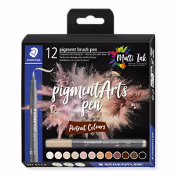 Staedtler Pigment Arts Brush Pen "Portrait Colours" 12 pcs, 12 colours, Multicolour, Brush tip, Round, Recycled plastic, Wate ...