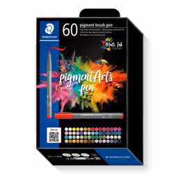 Staedtler Pigment Arts Brush Pen 60 pcs, 60 colours, Multicolour, Brush tip, Round, Recycled plastic, Water-based ink