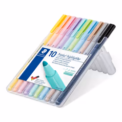 Staedtler 362 C, 10 pc(s), Black, Brown, Light Blue, Light grey, Lime, Mint, Peach, Pink, Violet, Yellow, Bullet tip, Polypro ...