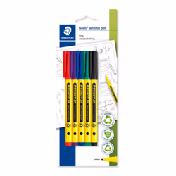 STAEDTLER 307-S BK5 Noris Handwriting Pen - Assorted Colours (Pack of 5)