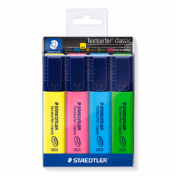 Staedtler Textsurfer classic 364, 4 pc(s), Blue, Green, Pink, Yellow, Chisel tip, Green, Blue, Yellow, Pink, Polypropylene (P ...