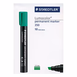 Staedtler Lumocolor Permanent Marker 350-5 Chisel Tip - Green (Pack of 10)