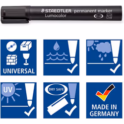 Staedtler Lumocolor Permanent Marker 350-9 Chisel Tip - Black (Pack of 10) - Additional view 4