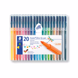 323 SB20 Triplus Colour Fibre-Tip Pens, 1.0mm - Assorted Colours (Pack of 20)