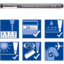 Staedtler 308 02-9 Pigment Liner Fineliner Pen - 0.2mm Nib - Black Ink - Single