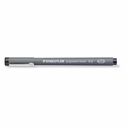 Staedtler Pigment Liner Fineliner Pen with Line Width 0.2 mm - Black, Pack of 10