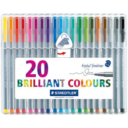 Staedtler 0.3 mm Triplus Fineliner Pen - Assorted Colours (Pack of 20)