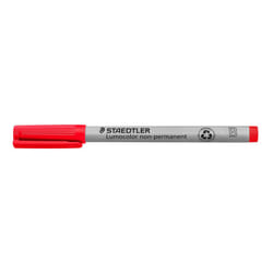 Staedtler Lumograph Non-Permanent Wet Erase Marker Pen  Broad Tip  Low Odor Colored Markers  Red  312 -2