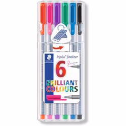STAEDTLER 334 Triplus Fineliner Pens - 0.3mm - Wallet of 6 Colours