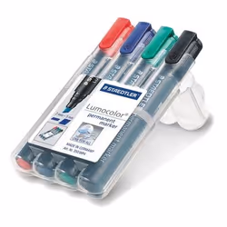 Staedtler Lumocolor 350 WP4, 4 pc(s), Black, Blue, Green, Red, Black, Blue, Green, Red, Polypropylene (PP), 2 mm, 5 mm