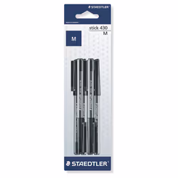 Back to School essentials, stick ballpoint pen medium black 6pk
