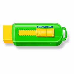 Staedtler 525 PS1 S PVC-Free Eraser with Sliding Plastic Sleeves - Assorted Colours (Pack of 12)
