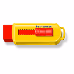 Staedtler 525 PS1 S PVC-Free Eraser with Sliding Plastic Sleeves - Assorted Colours (Pack of 12)
