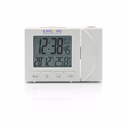 Explore Scientific RDP1001WHT, Digital alarm clock, Rectangle, White, F, °C, German, Dutch, English, French, Italian, Buttons