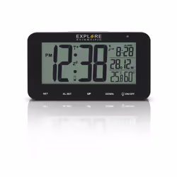 Explore Scientific RDC1004BLK, Digital alarm clock, Rectangle, Black, °C, Touch, LCD