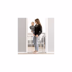 Safety Gate for Doors and Stairs Open N Stop KD / Pressure Fit / 75 - 80 cm Large / Extendable with Separate Extensions / Metal / White