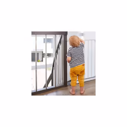 Safety Gate for Doors and Stairs Autoclose N Stop incl. 9 cm Extension / Self-Closing / Pressure Fit / 84 - 89 cm Large / Metal / White