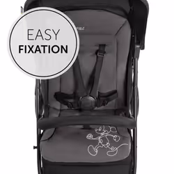 Padded Pushchair Liner, Mickey Mouse Black - Universal Fit for all Pushchairs & Strollers, Breathable & Soft Cotton, Machine Washable