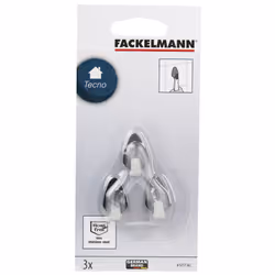 Fackelmann 61217, Indoor, Kitchen hook, Satin steel, Stainless steel, Adhesive strip, 15 mm