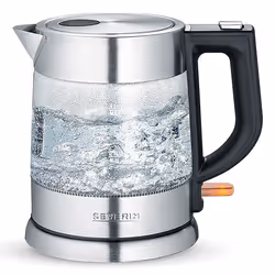 Severin WK 3468, 1 L, 2200 W, Black, Stainless steel, Transparent, Glass, Water level indicator, Overheat protection