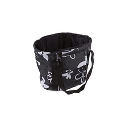 Bicycle basket with quick attachment on the handlebar, load capacity 5 kg, integrated rain cover, black with flowers