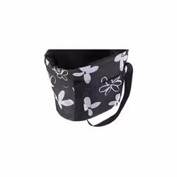 Bicycle basket with quick attachment on the handlebar, load capacity 5 kg, integrated rain cover, black with flowers