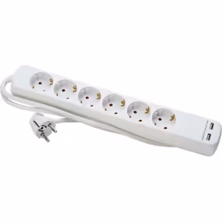 Kopp Extension Multi Plug with 6 Sockets EU 2 Pin and 2 USB Ports 1.4 m Cable