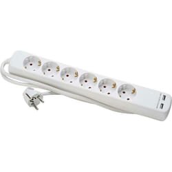 Kopp Extension Multi Plug with 6 Sockets EU 2 Pin and 2 USB Ports 1.4 m Cable