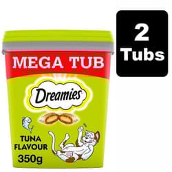 Dreamies Adult 1+ Cat Treats With Tuna 700g (2x350g Tubs) Cat Biscuit