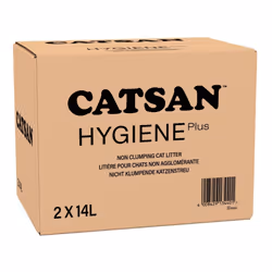 28L Catsan Hygiene Plus Non Clumping Cat Litter 28 Litres Odour Control (2x 14L)