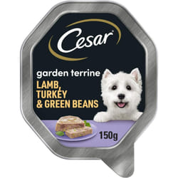 14 x 150g Cesar Garden Terrine Wet Dog Food Trays With Lamb & Turkey In Loaf