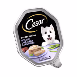 14 x 150g Cesar Garden Terrine Wet Dog Food Trays With Lamb & Turkey In Loaf
