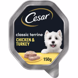 14 x 150g Cesar Classics Wet Dog Food Trays with Chicken & Turkey in Loaf