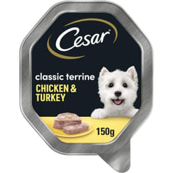 14 x 150g Cesar Classics Wet Dog Food Trays with Chicken & Turkey in Loaf