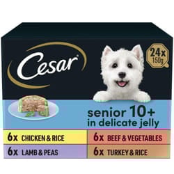 24 x 150g Cesar Senior Dog Food Trays Mixed Selection in Jelly