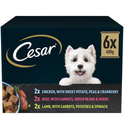 6 x Cesar Natural Goodness Adult Dog Food Tins Mixed Selection In Loaf 400g