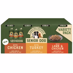 12 x 400g James Wellbeloved Senior Wet Dog Food Tins Chicken Turkey Lamb in Loaf