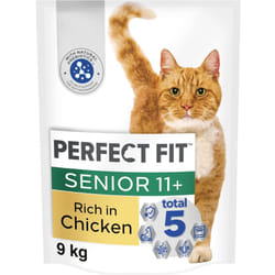 9kg Perfect Fit Advanced Nutrition Senior Complete Dry Cat Food Chicken 12x750g