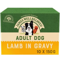 James Wellbeloved Adult Wet Dog Food Lamb Chicken Rice in Gravy 48x90g