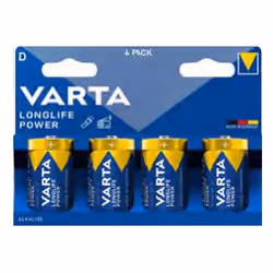 Varta 4920, Rechargeable battery, LR20, Alkaline, 1.5 V, 4 pc(s), Blue