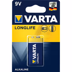 Varta Longlife Extra 9V, Single-use battery, 9V, Alkaline, 9 V, 1 pc(s), 48.5 mm