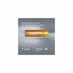 AA batteries, pack of 40, long-life, alkaline, 1.5 V, for remote controls, radios, clocks, made in Germany