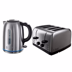Russell Hobbs Electric Kettle and 4 Slice Toaster Set Stainless Steel