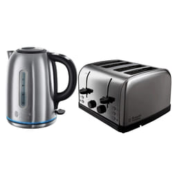 Russell Hobbs Electric Kettle and 4 Slice Toaster Set Stainless Steel
