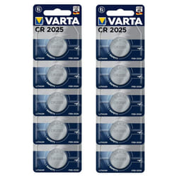 Varta CR2025 battery 10 pack - lithium 3V coin cell