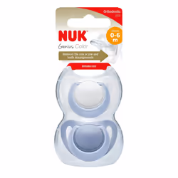 NUK Genius Baby Dummies, 0-6 Months, Silicone, BPA Free, Blue, 2 Count