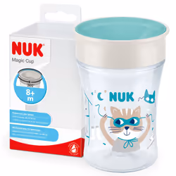 Magic Cup Sippy Cup | 360 Anti-Spill Rim | 8+ Months | Leak-Proof & BPA-Free | 230 ml | Blue Cat